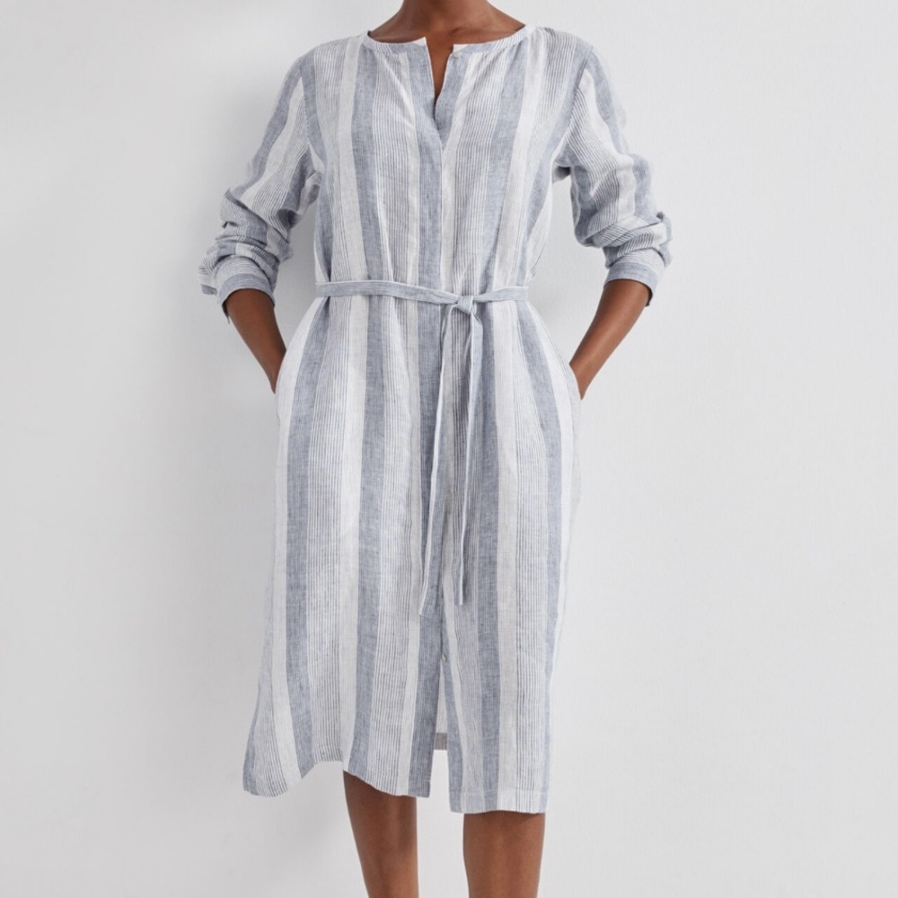 Haven Well Within Linen Ombré Stripe Shirt Dress